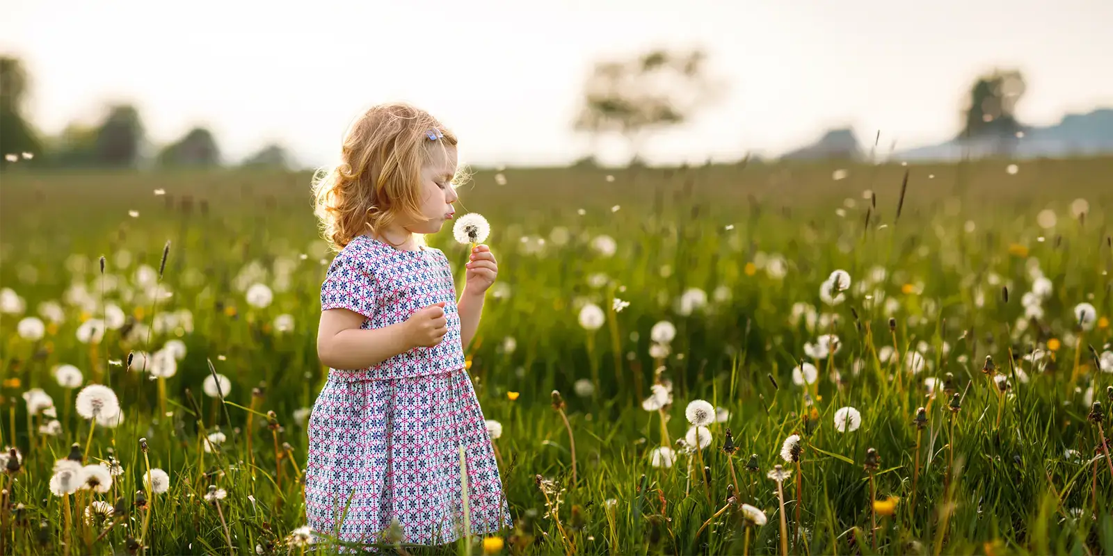 Enfants avec une fleur dans un champs en vacances avec VTF