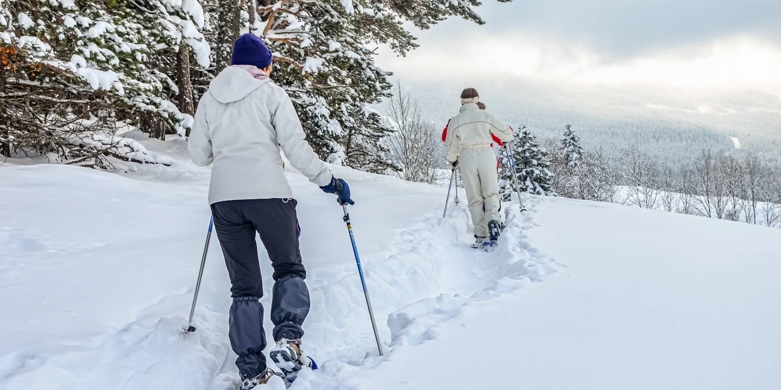 Randonneurs en raquettes dans la neige du Vercors